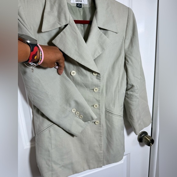 KASPER Mint Green Blazer Classic Tailored Suit Jacket, size 10 Petite - Picture 4 of 7